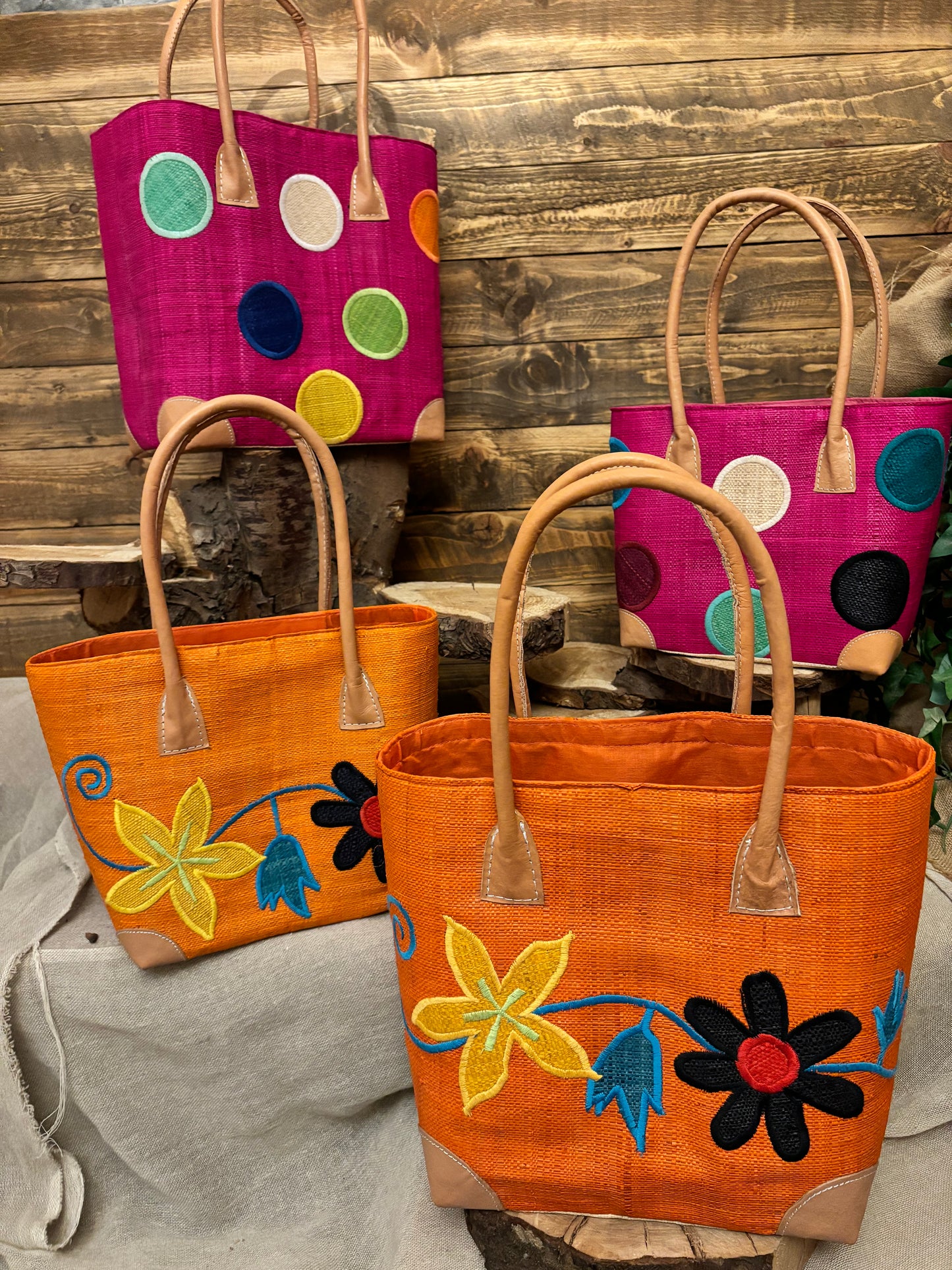 Tote Flower Bag - Orange - Medium