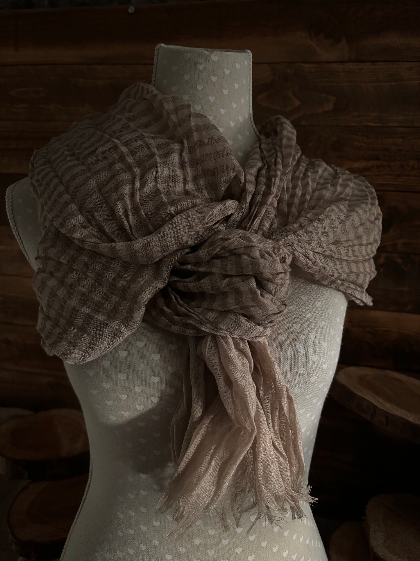 Striped crinkle scarf