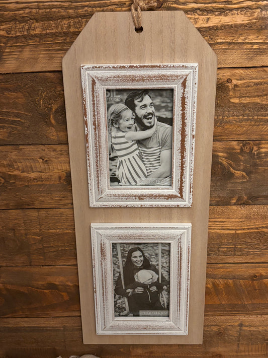 Double photo frame, label shape