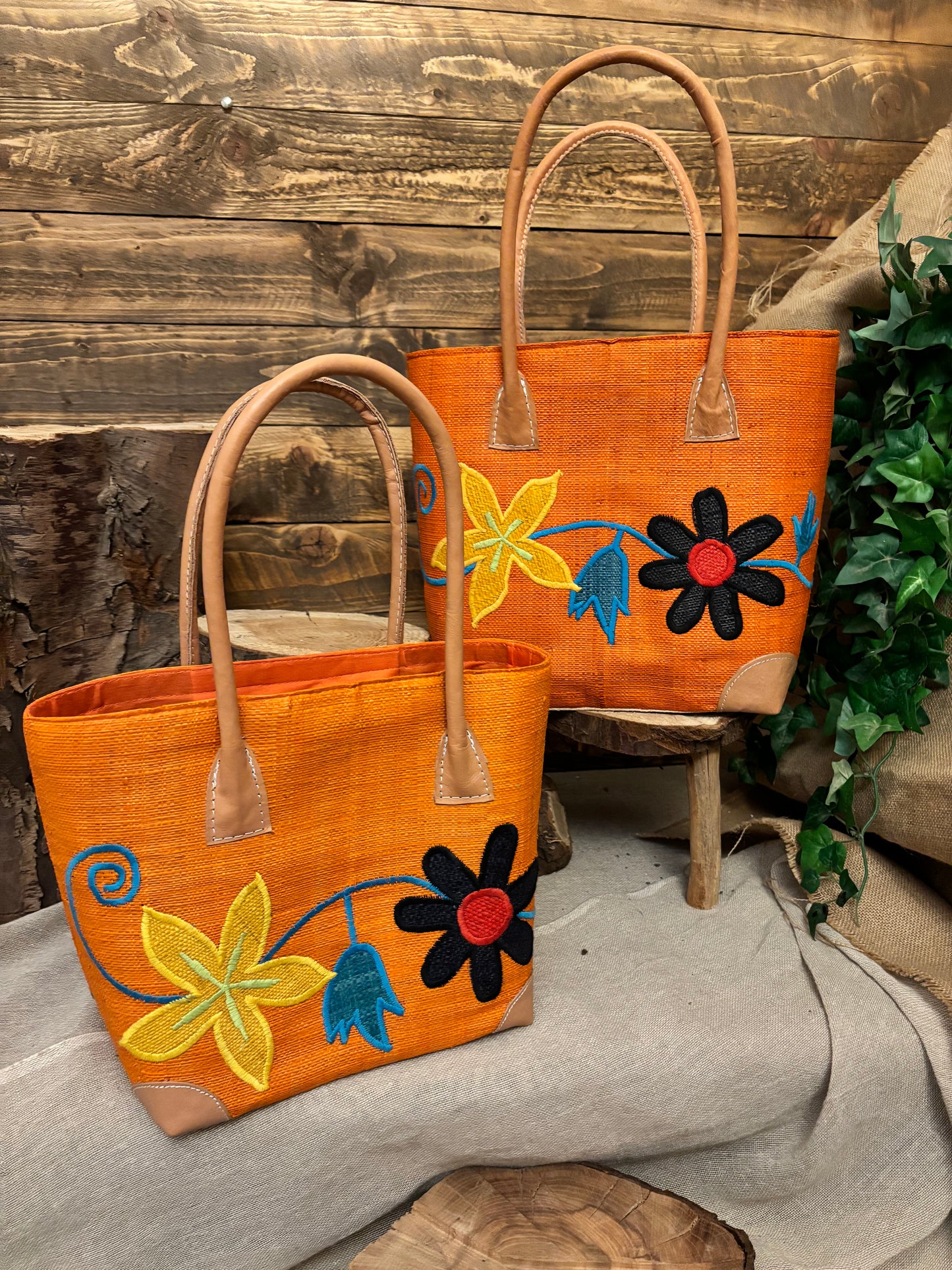 Tote Flower Bag - Orange - Medium