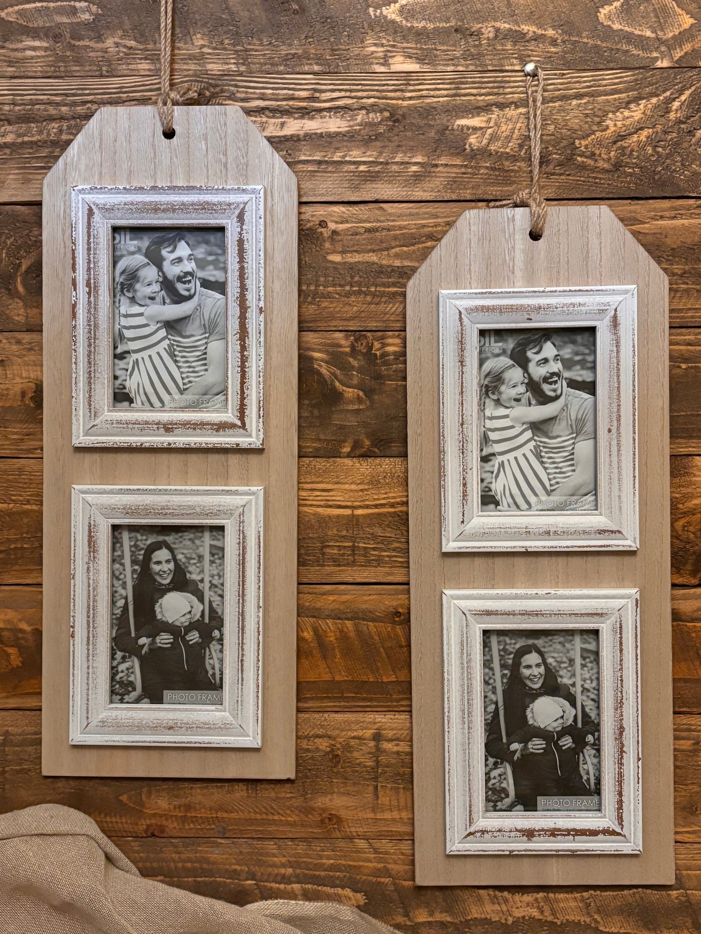 Double photo frame, label shape