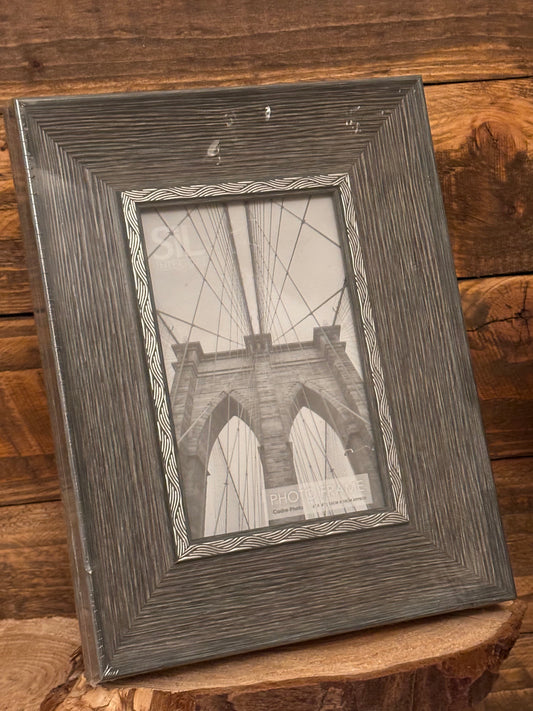 Grey wood effect photo frame