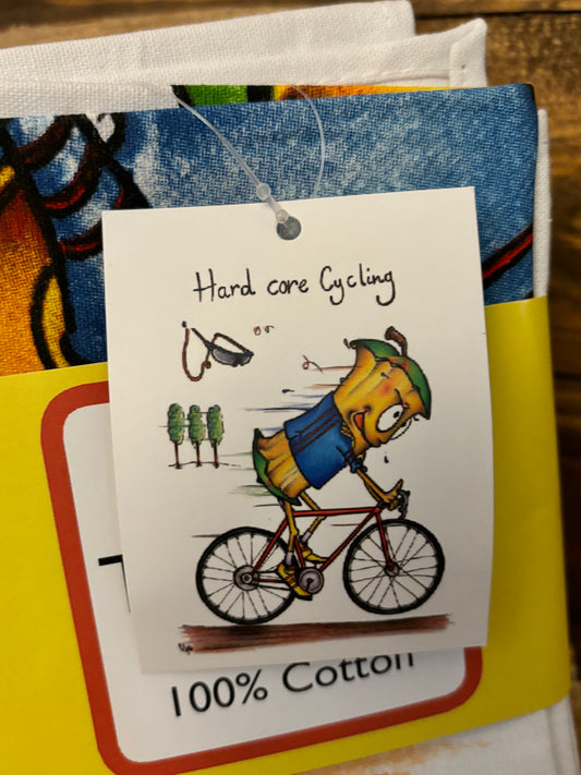 Hard Core Cycling Tea Towel