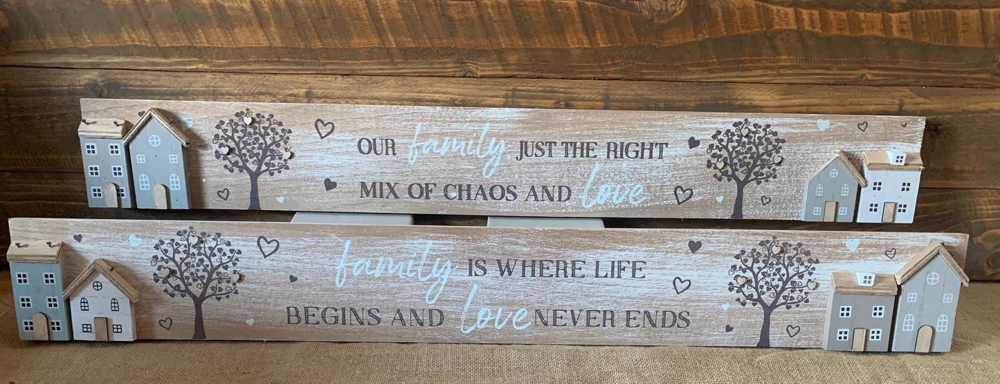 Wooden wall hanging - family and love