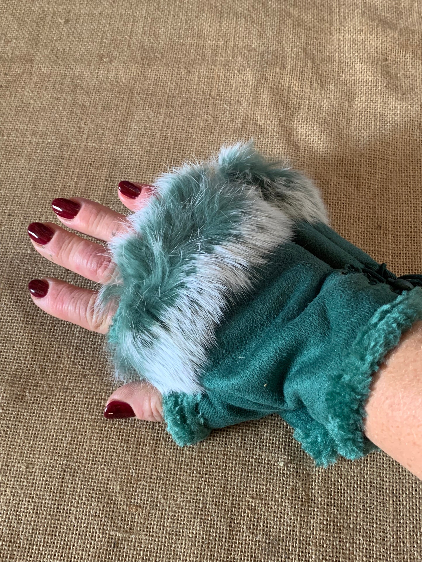 Fingerless Mitts - Green