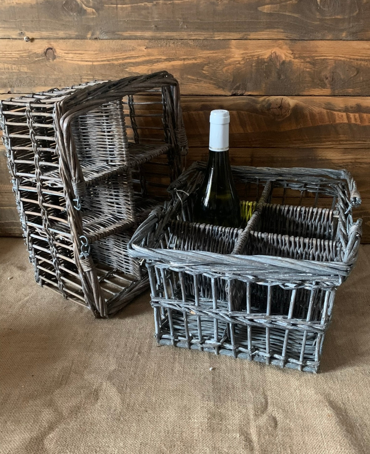 Wicker style wine carrier